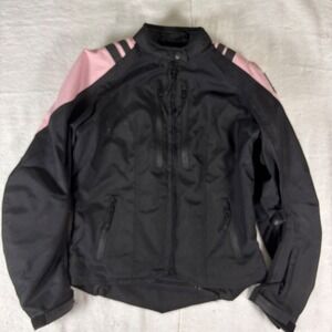 Viking Cycle Womens Motorcycle Jacket Small Black Pink Protective Riding Gear